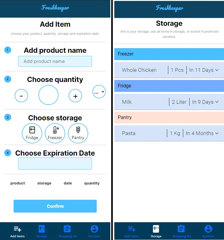 Freshkeeper mobile App